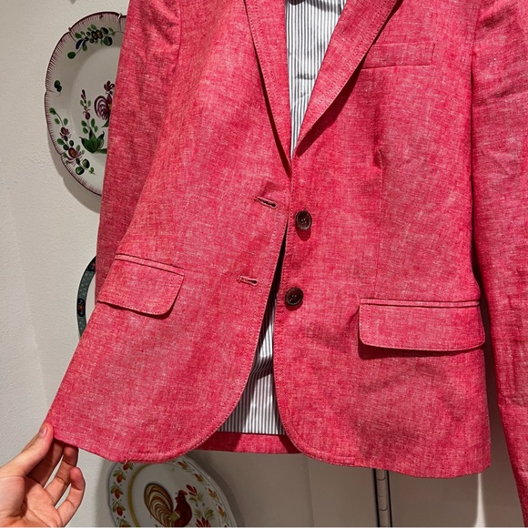 J Crew Linen Pink Blazer Size 0 - Picture 6 of 8